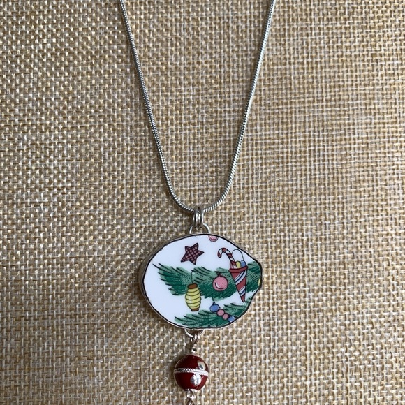 Broken china sterling pendant. One of a kind holiday treat. NWT - Picture 5 of 11
